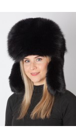 Rusiško modelio lapės kailio kepurė – juoda 